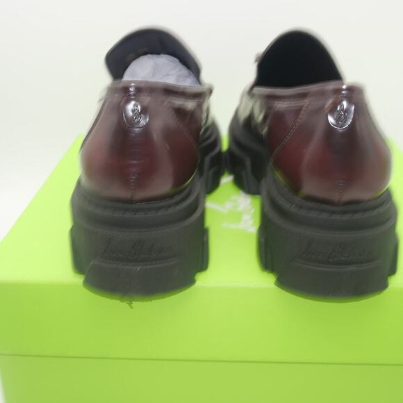 NEW Sam Edelman Women's 9.5 Dandrea Mega Lug Chunky Leather Loafers Burgundy - Picture 3 of 13